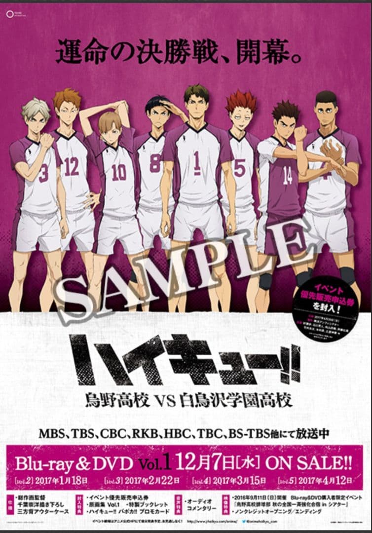 ハイキュー!!　Ｂ2劇場宣伝ポスター　アニメイト特典　激レア　希少　劇場版