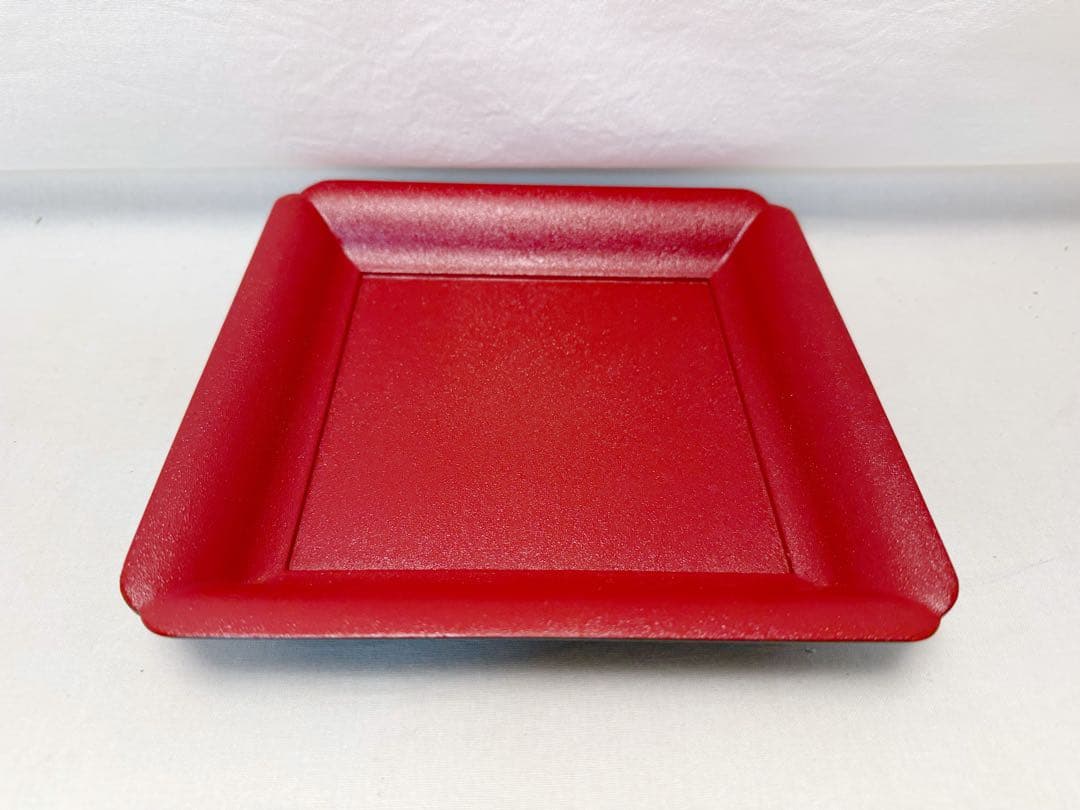 未使用 茶道具 塗師 宗明作 木製 朱叩塗 裏青漆 若狭盆 干菓子器 共箱