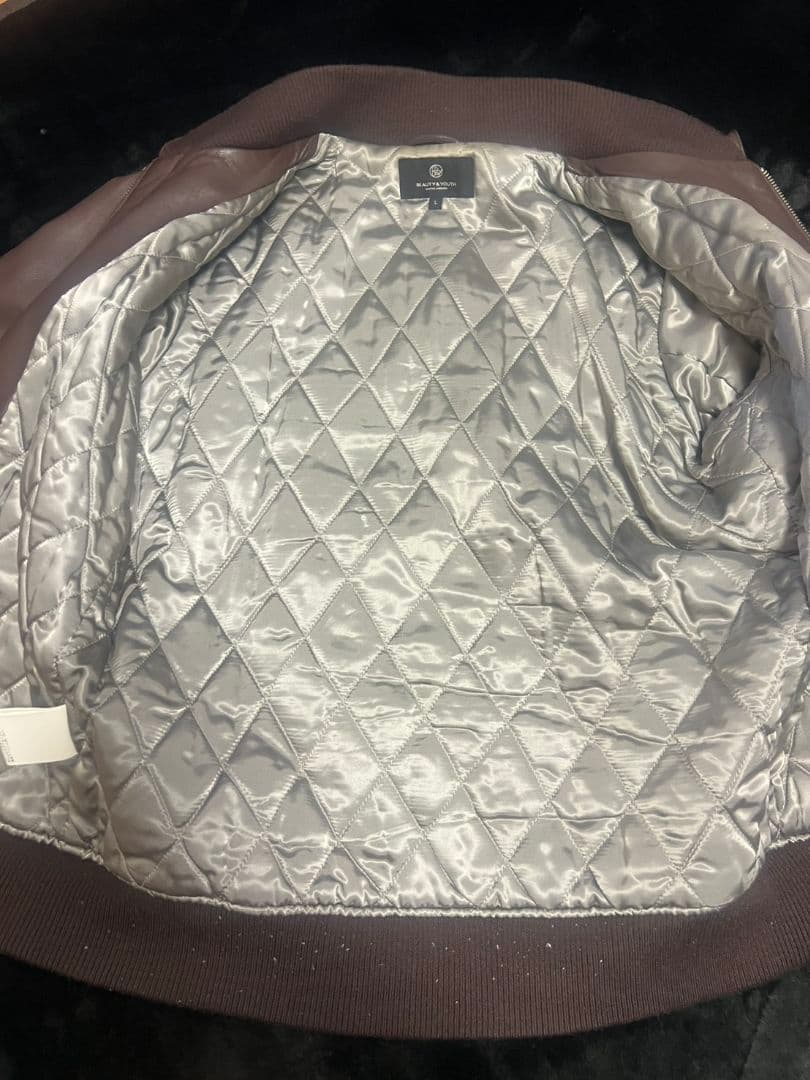 美品　BEAUTY & YOUTH ラムレザージャケット 羊革　ライダース　L