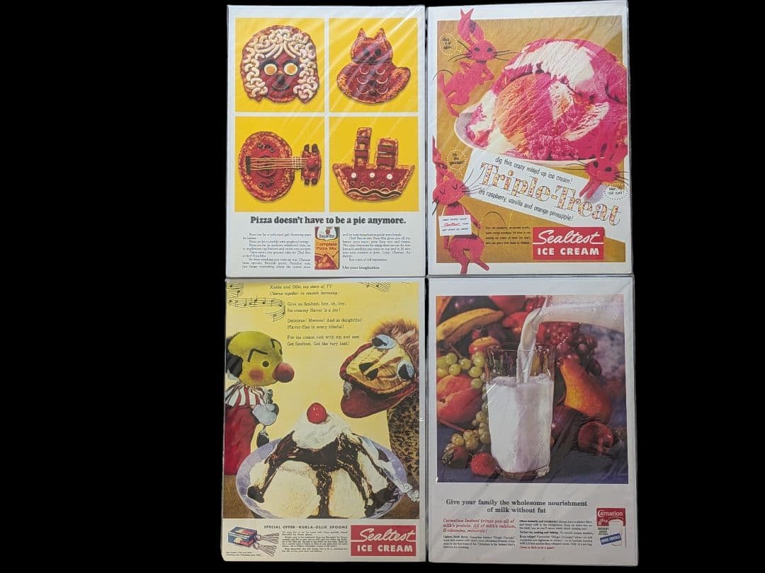 【レア】1950年代〜1970年代のアメリカのヴィンテージ広告ミニポスター4種