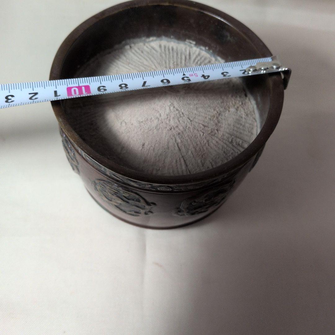 煙草盆　唐木　銅（龍の図）火入れ