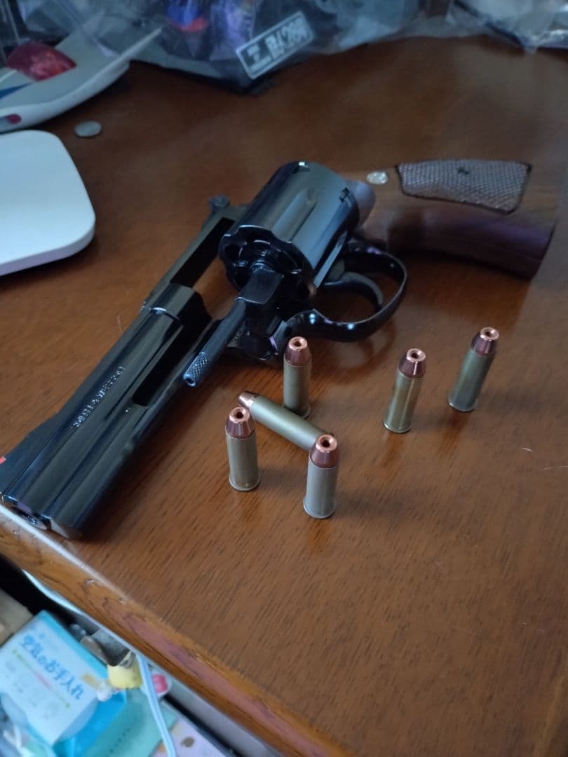 マルシン　m586 4インチ　WディープブラックABS　モデルガン木製グリップ