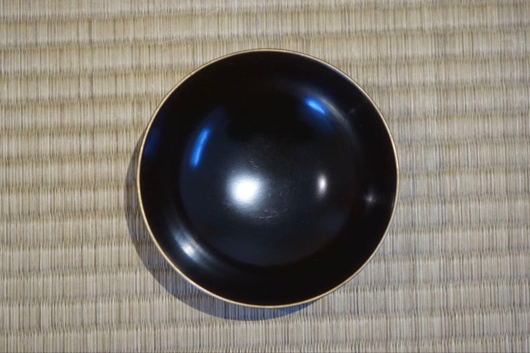 明治期 輪島塗 工房印有 三日月に蝙蝠蒔絵 溜塗 吸物椀 2客/木製漆器 茶懐石