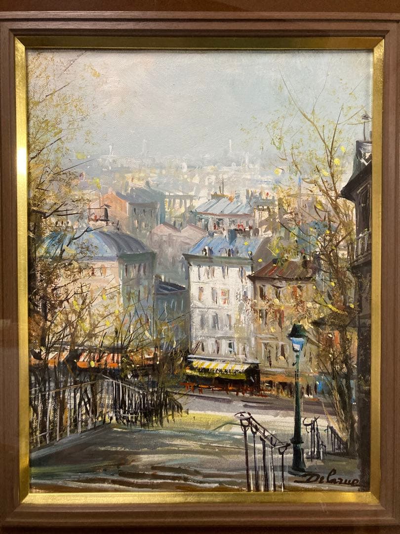 油彩 油絵 パリ風景画【Lucien Delarue】 印象派 サイン F6号
