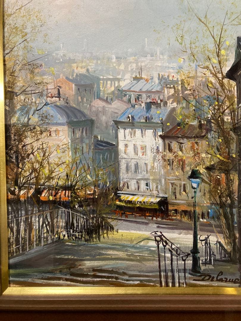 油彩 油絵 パリ風景画【Lucien Delarue】 印象派 サイン F6号