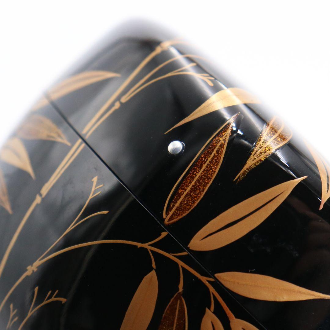 松永松寛作 笹露蒔絵 平棗 銀粒 茶道具 共箱　V871　N6