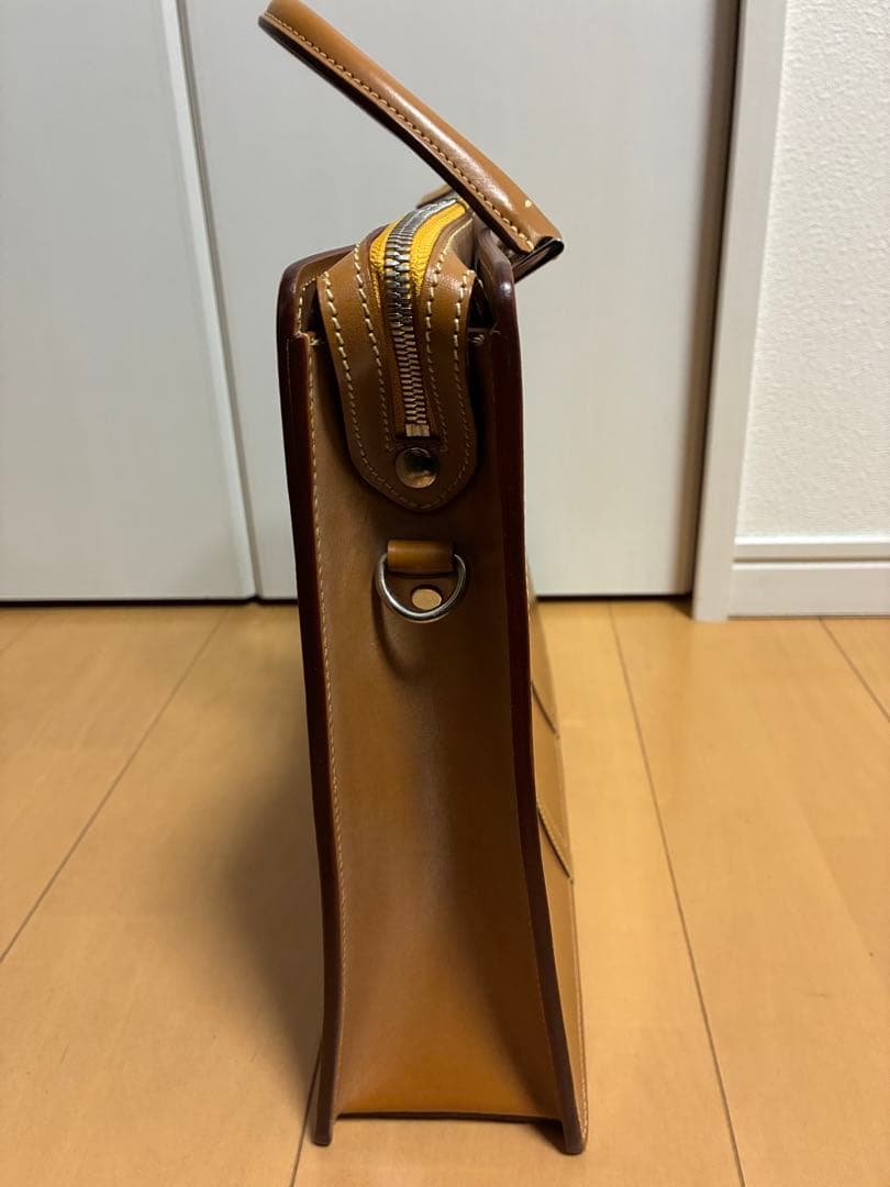 美品　万双　天ファスナー　キャメル　ビジネスバッグ