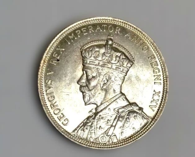 メ*ー様 1935年 カナダ 1ドル銀貨 ジョージ5世 在位25周年記念 カヌー