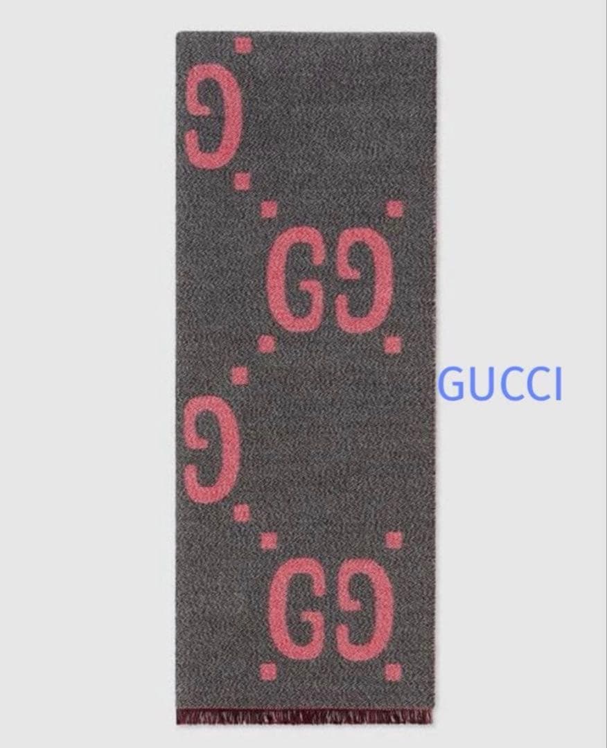 GUCCI ロゴ入りマフラー 37 x 190 cm 紙袋、箱なし