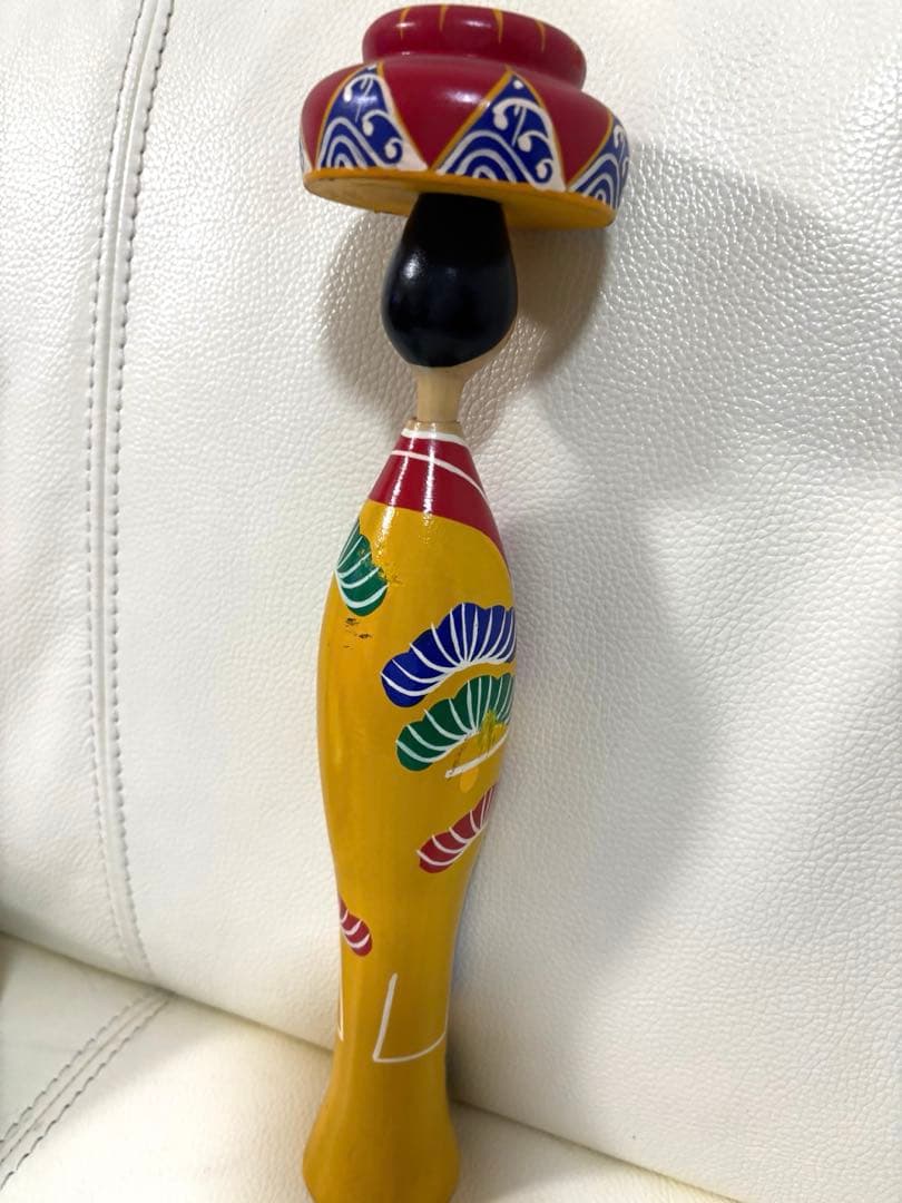 琉球 みやらびこけし 木製 沖縄 民芸品 こけし 高さ約33cm 幅約9cm