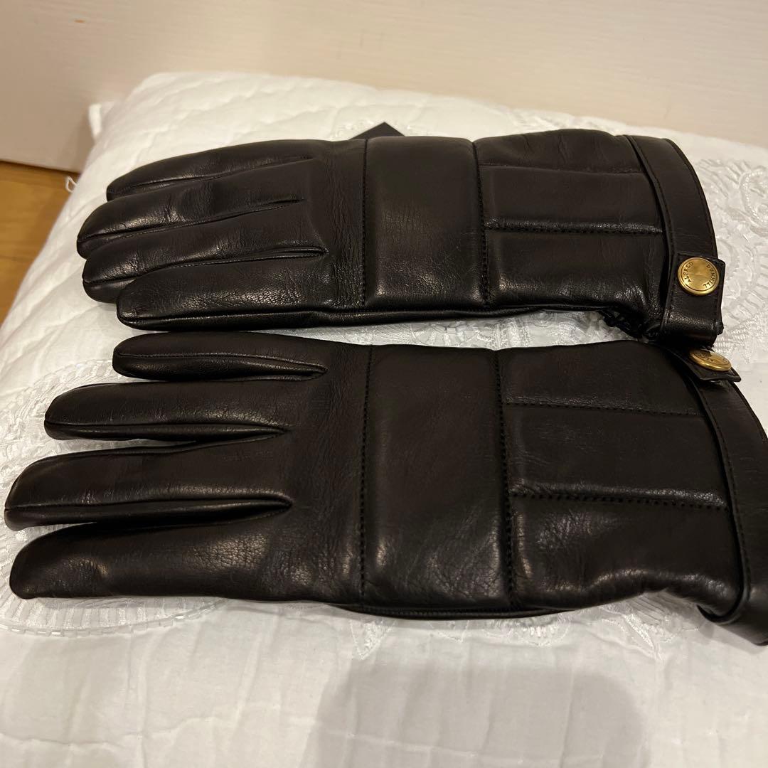 未使用　ダンヒル　最高級レザー手袋　カシミヤ100 黒 本革 ラスト1点