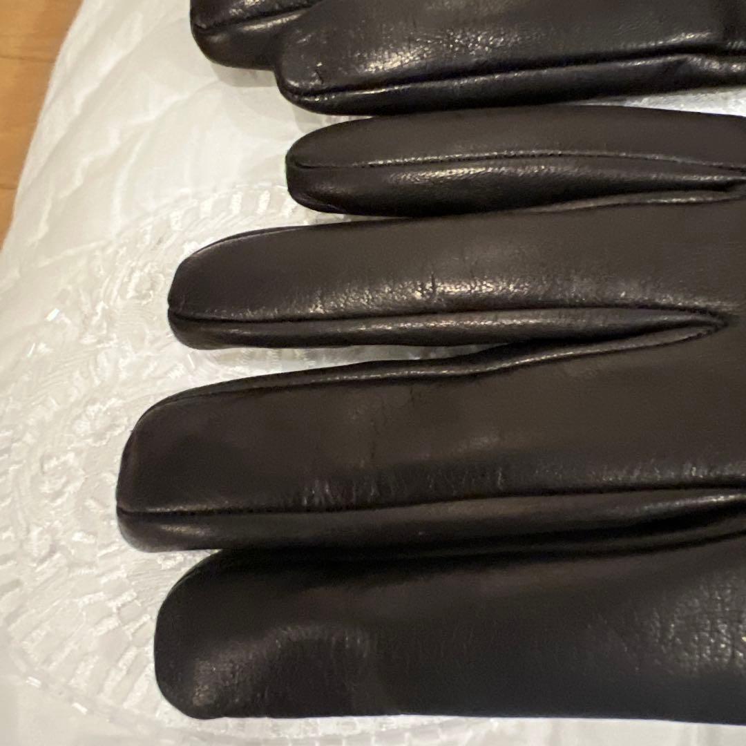 未使用　ダンヒル　最高級レザー手袋　カシミヤ100 黒 本革 ラスト1点