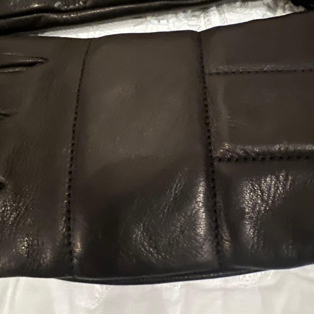 未使用　ダンヒル　最高級レザー手袋　カシミヤ100 黒 本革 ラスト1点