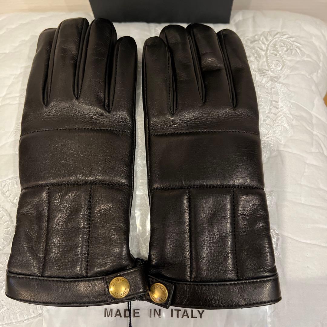 未使用　ダンヒル　最高級レザー手袋　カシミヤ100 黒 本革 ラスト1点