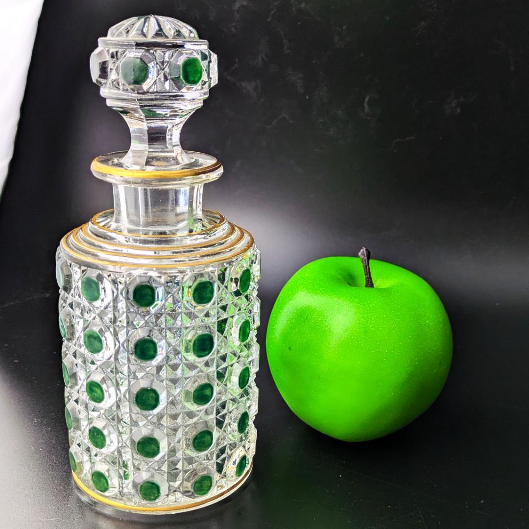 オールドバカラ ディアマン 18㎝ 大型香水瓶 グリーン＆金彩 BACCARAT
