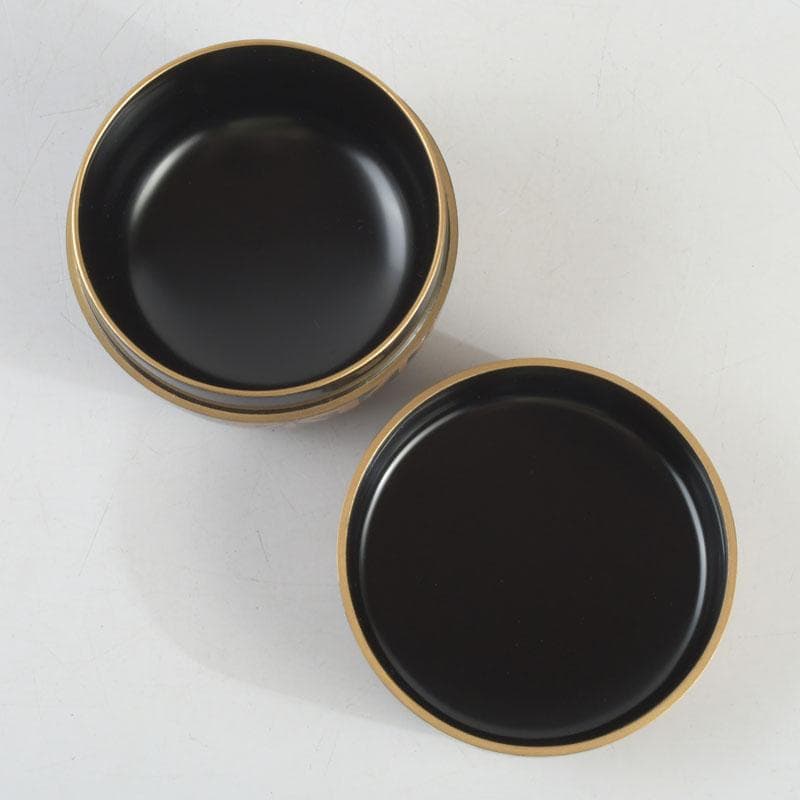 茶道具　瑞雲造　漆塗　総竹林蒔絵　平棗　共布共箱　V　9465