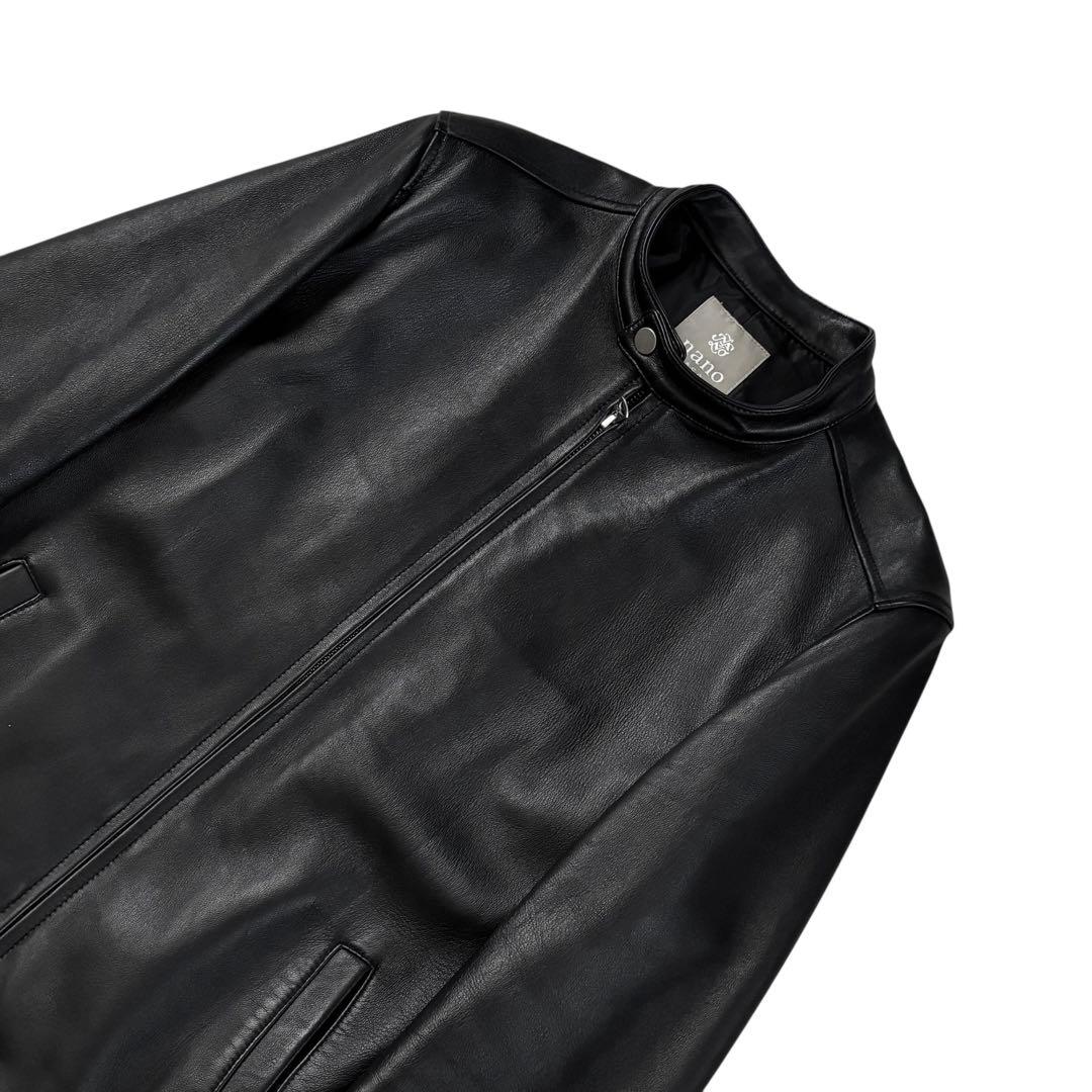 [美品] ナノユニバース　ラムレザー　羊革 L 黒　シングル ライダース