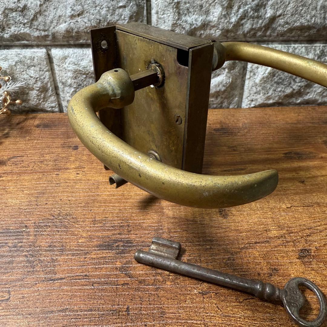 フランス アンティーク ヴィンテージ 鍵付き 真鍮製 ドアノブ