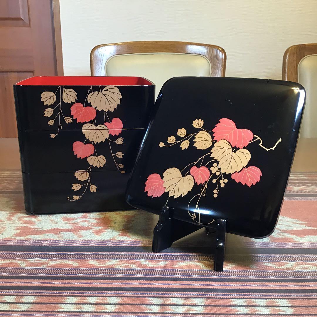 会津塗　年輪漆器　三段重