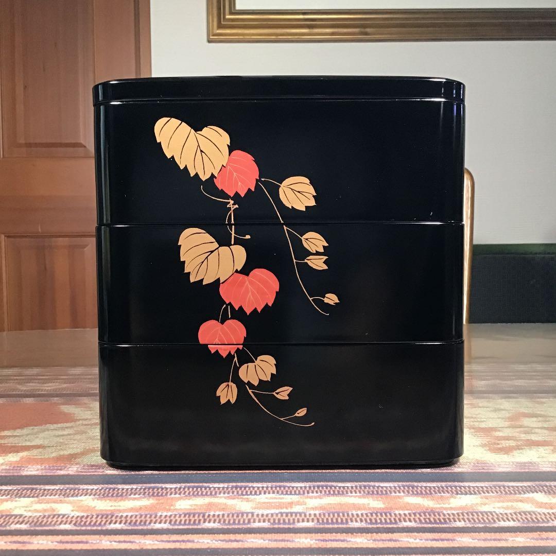 会津塗　年輪漆器　三段重