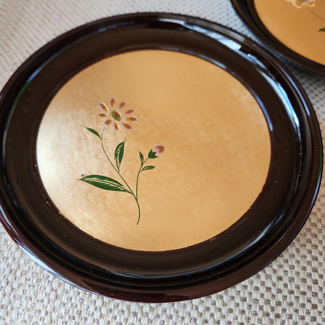 【貴重】高級漆器皿 菓子器 5枚セット 花模様