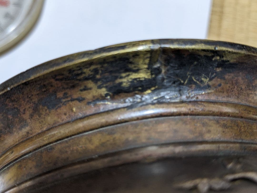 ♦江戸時代後！希少 レア物 唐金 打出し 山水図 建水 香炉 骨董品