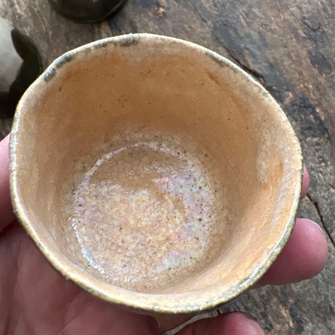 SALE⏬天竜峡焼　達磨陽刻文　煎茶碗　ぐい呑　三輪楽雅堂　4客