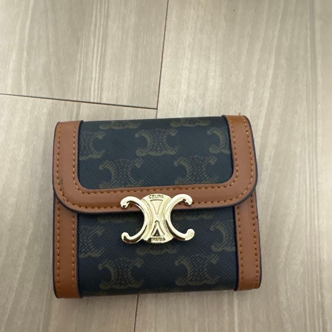 CELINE 三つ折り財布 ブラック/ブラウン