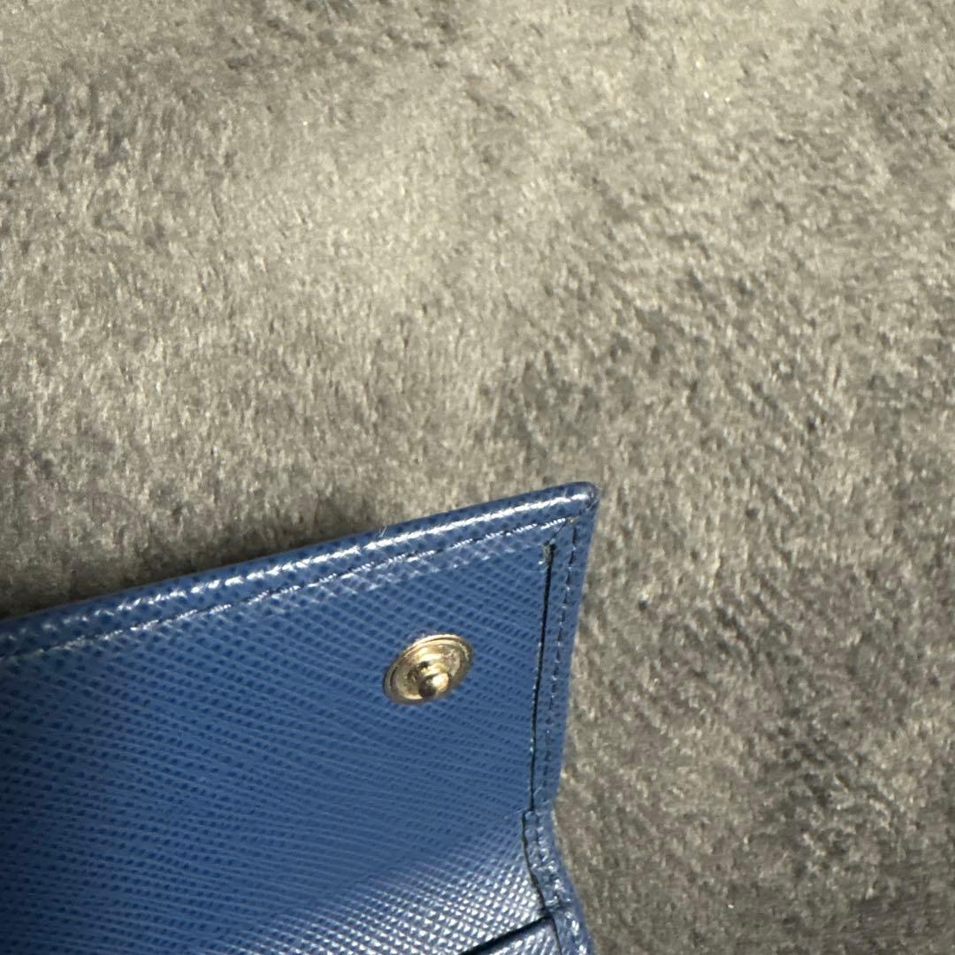 美品　PRADA 三角ロゴ　キーケース　6連　ブルー系　サフィアーノレザー　青