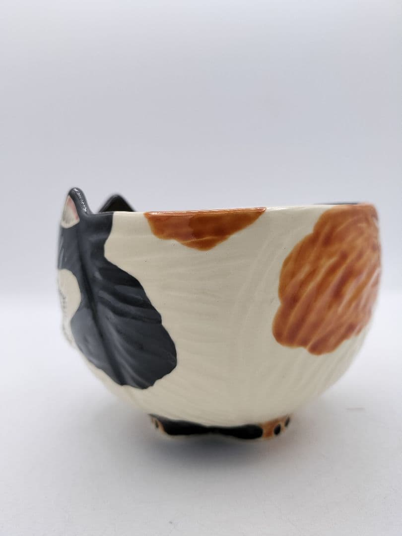 c545【新品・未使用】茶碗 三毛猫 中村良二 木箱 茶道具 ミケ