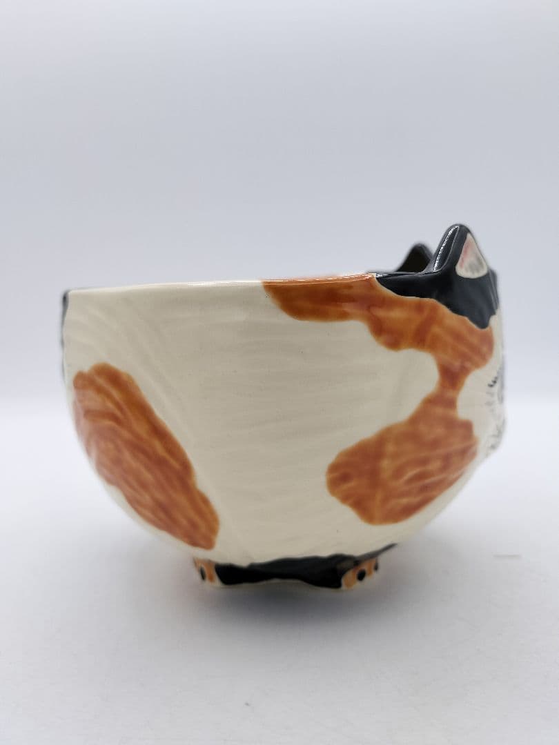 c545【新品・未使用】茶碗 三毛猫 中村良二 木箱 茶道具 ミケ