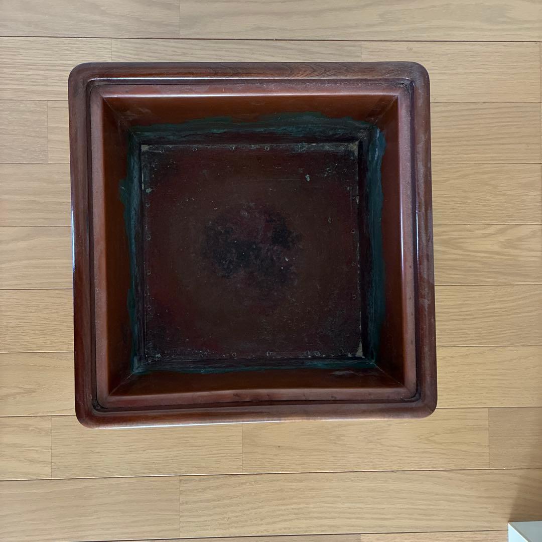 木製火鉢 黒江屋漆器店 C2229 古いラベル付き