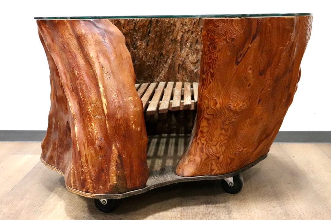 GMGK458○世界遺産屋久杉 工房家具 切株 センターテーブル リビングテーブ