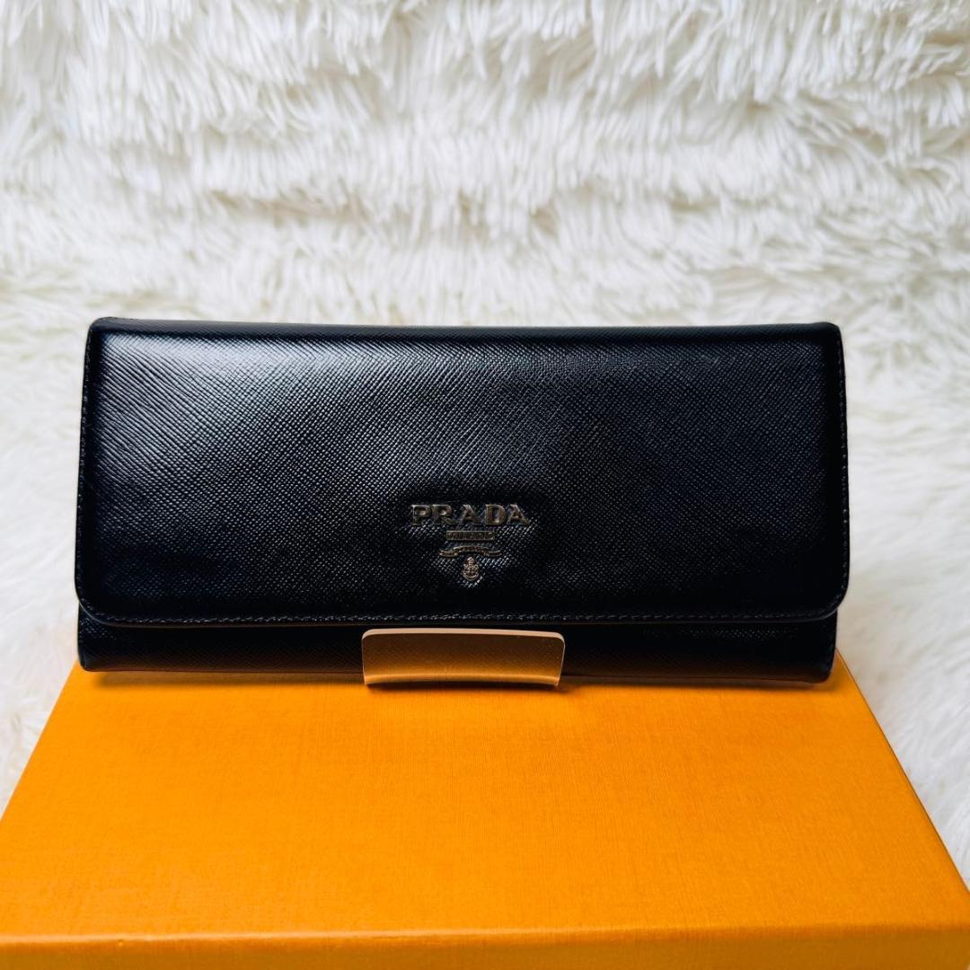 【セール中】PRADA サフィアーノレザー長財布 プラダ ブラック 2つ折り財布