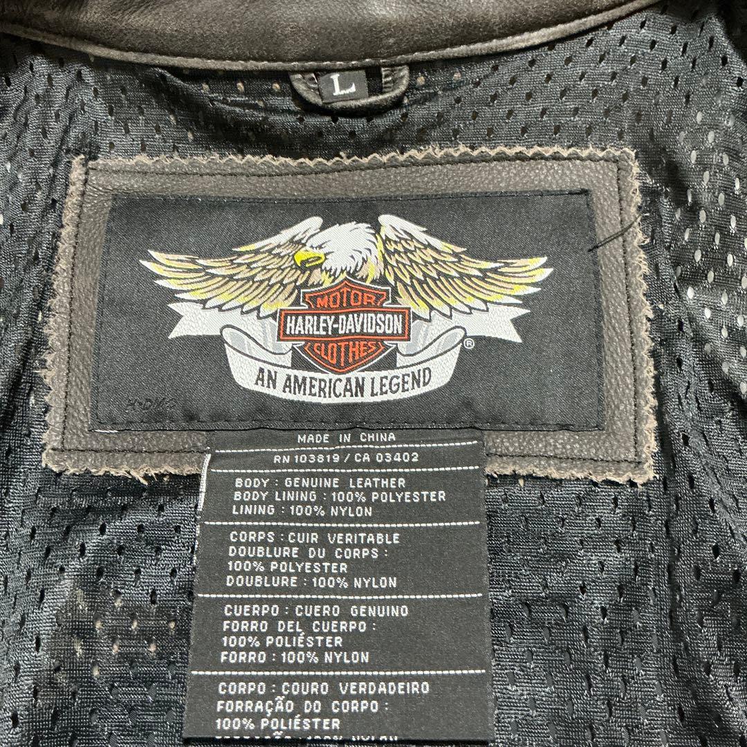 ハーレーダビットソン シングルライダース リアルレザージャケット ブラック L