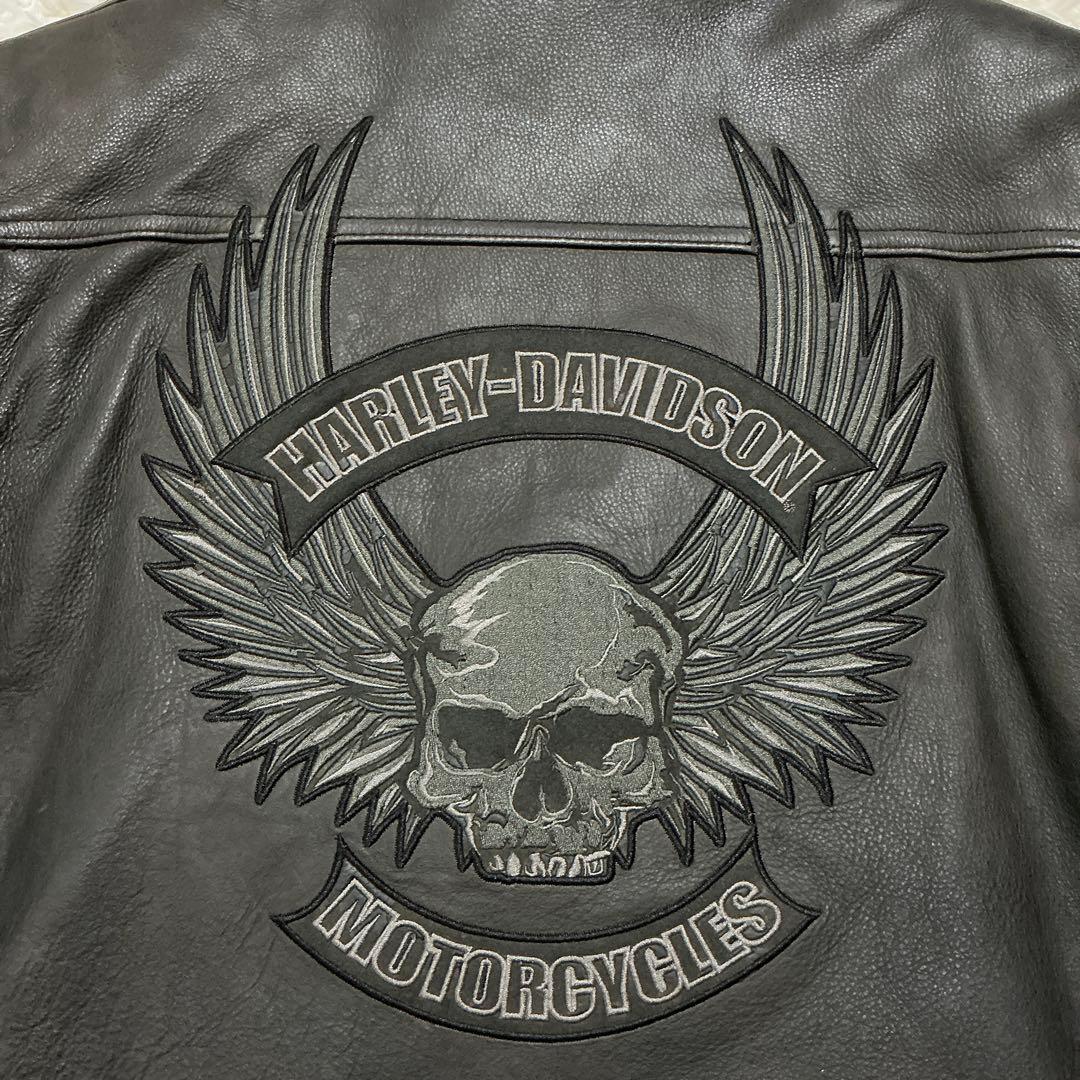 ハーレーダビットソン シングルライダース リアルレザージャケット ブラック L