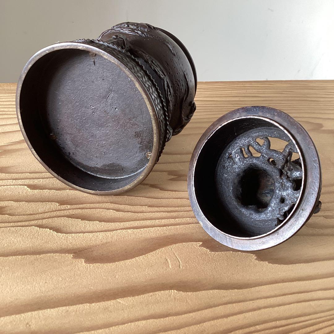 三足銅香炉　香炉　銅製　台付　仏具　茶道具