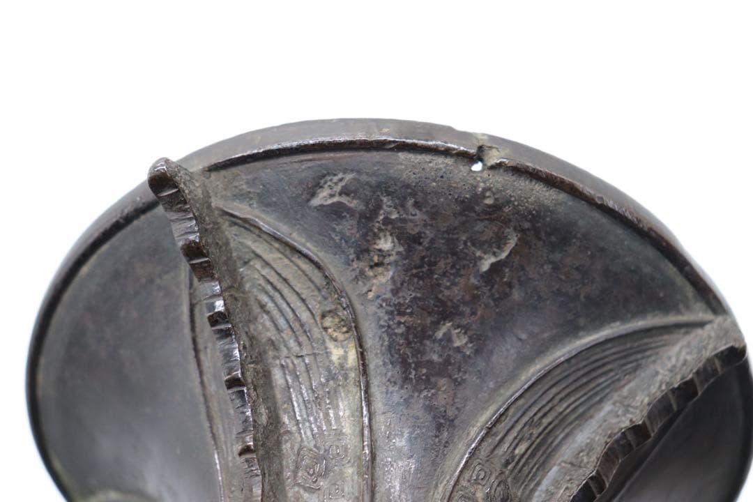 中国　古銅器　明〜清朝期　如意紋花瓶　花入　アンティーク　送料込み250324