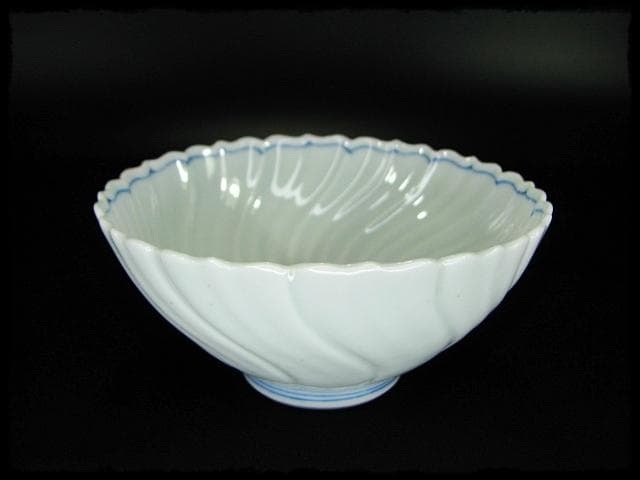 鳳樹軒 高島 文平 染付 稜花 花弁 向付 白磁 茶道具 懐石 器物 d39