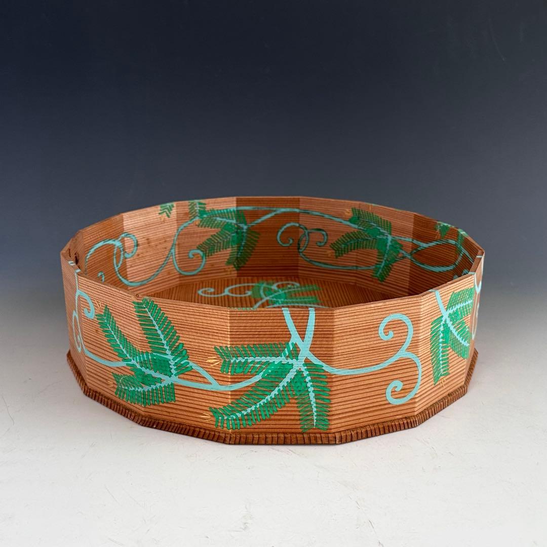 玄々斎好写 松唐草炭斗 木地折溜 立礼棚 炭取 点茶盤 茶道具 伝統工芸品