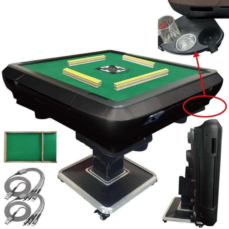 全自動 麻雀卓 静音 折り畳み式 キャスター テーブルボード付（M黒：33mm）