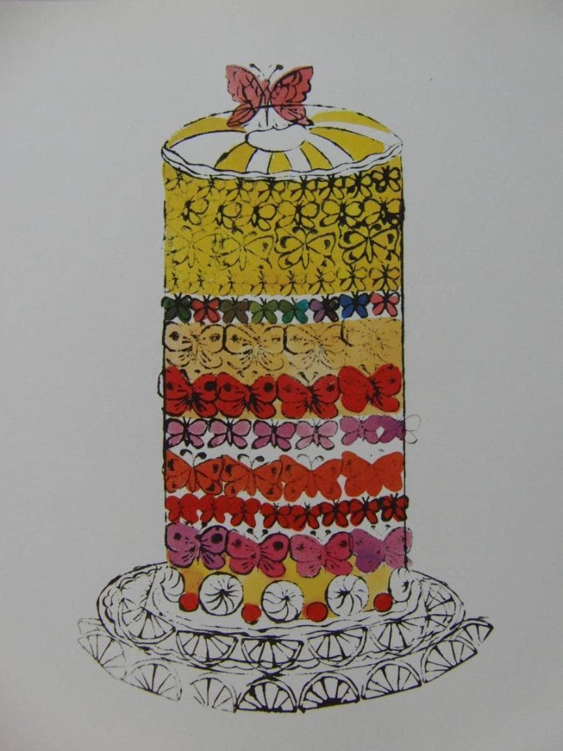 アンディ・ウォーホル、バタフライ レイヤード ケーキ、海外版・希少画集・額装画