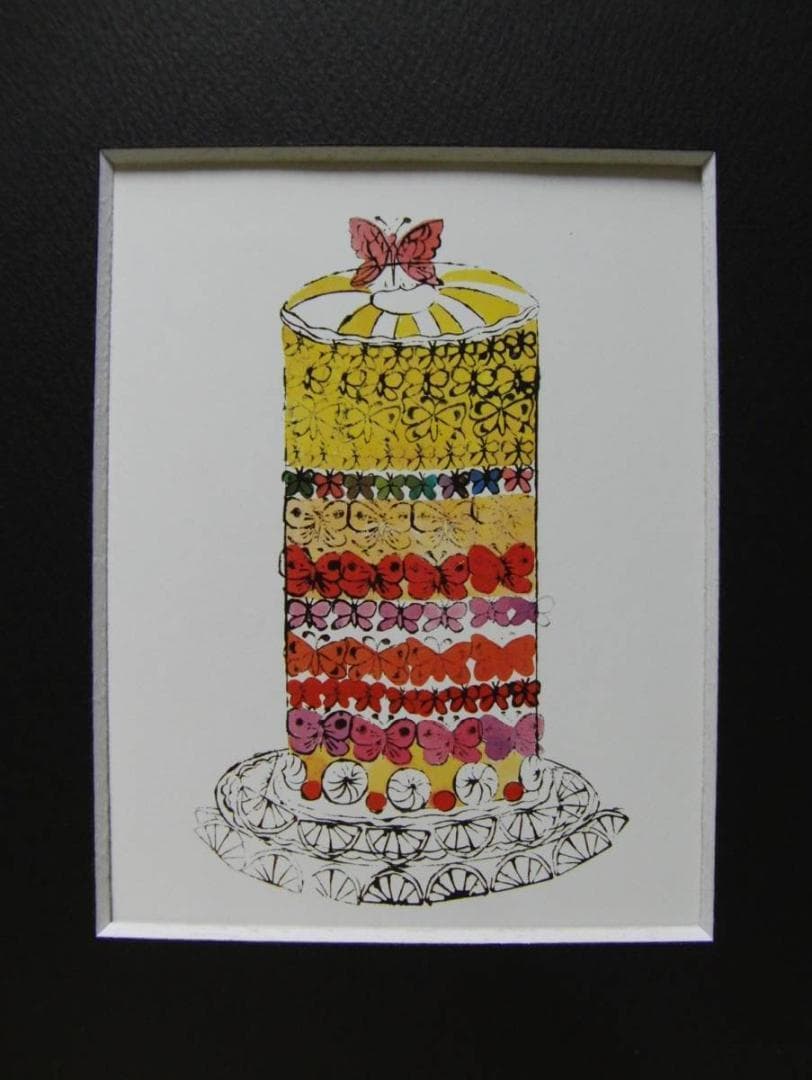 アンディ・ウォーホル、バタフライ レイヤード ケーキ、海外版・希少画集・額装画