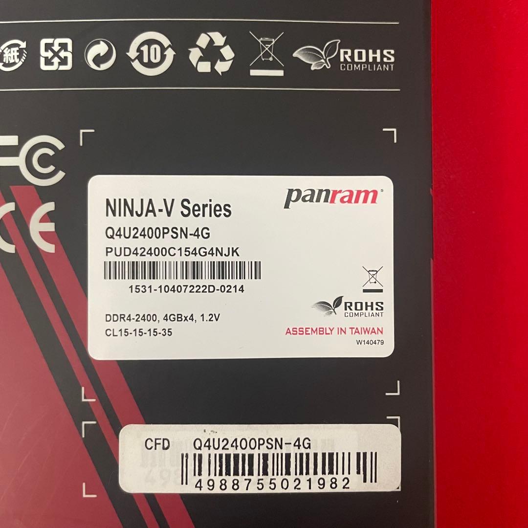 panram NINJA-V DDR4 メモリ 4GB４枚セット