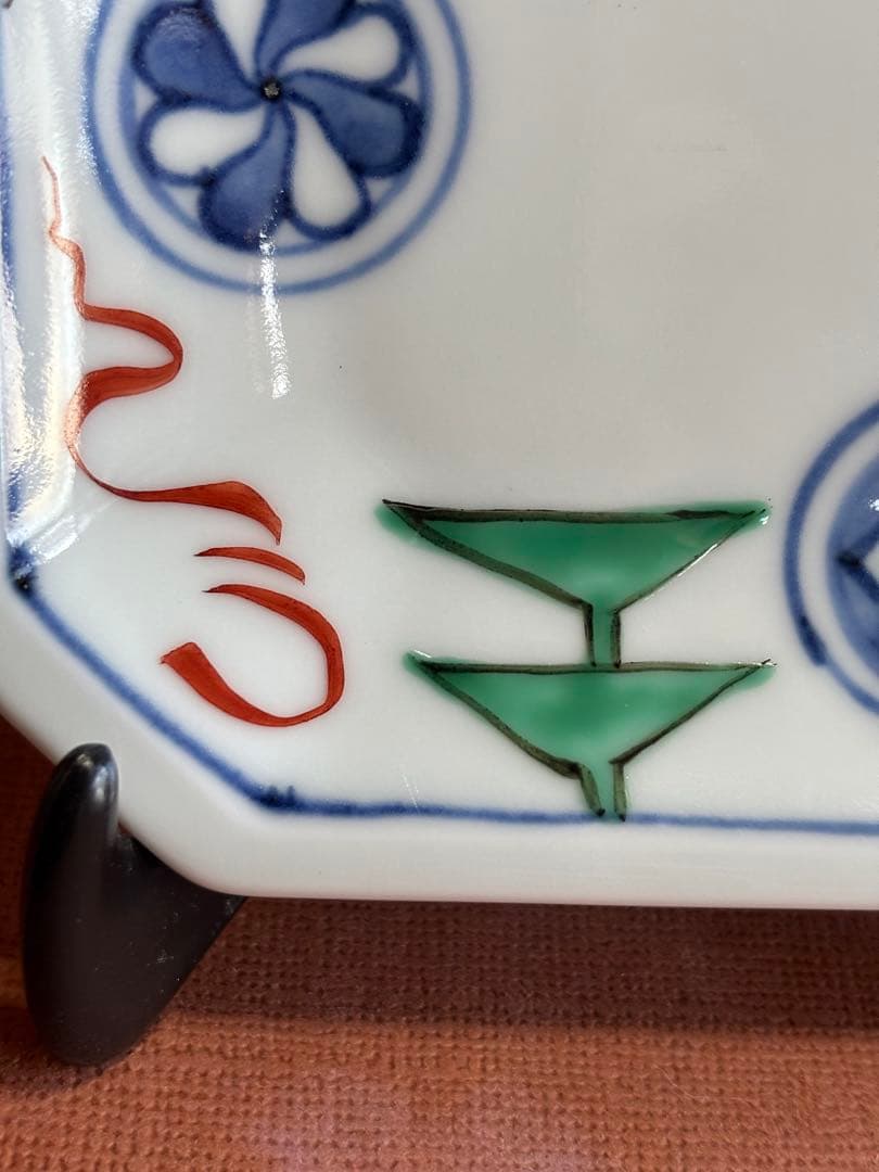 やまちゃん日本人初個展鬼才澤田痴陶人痴銘作色絵魚宗達草文八角皿　一品物