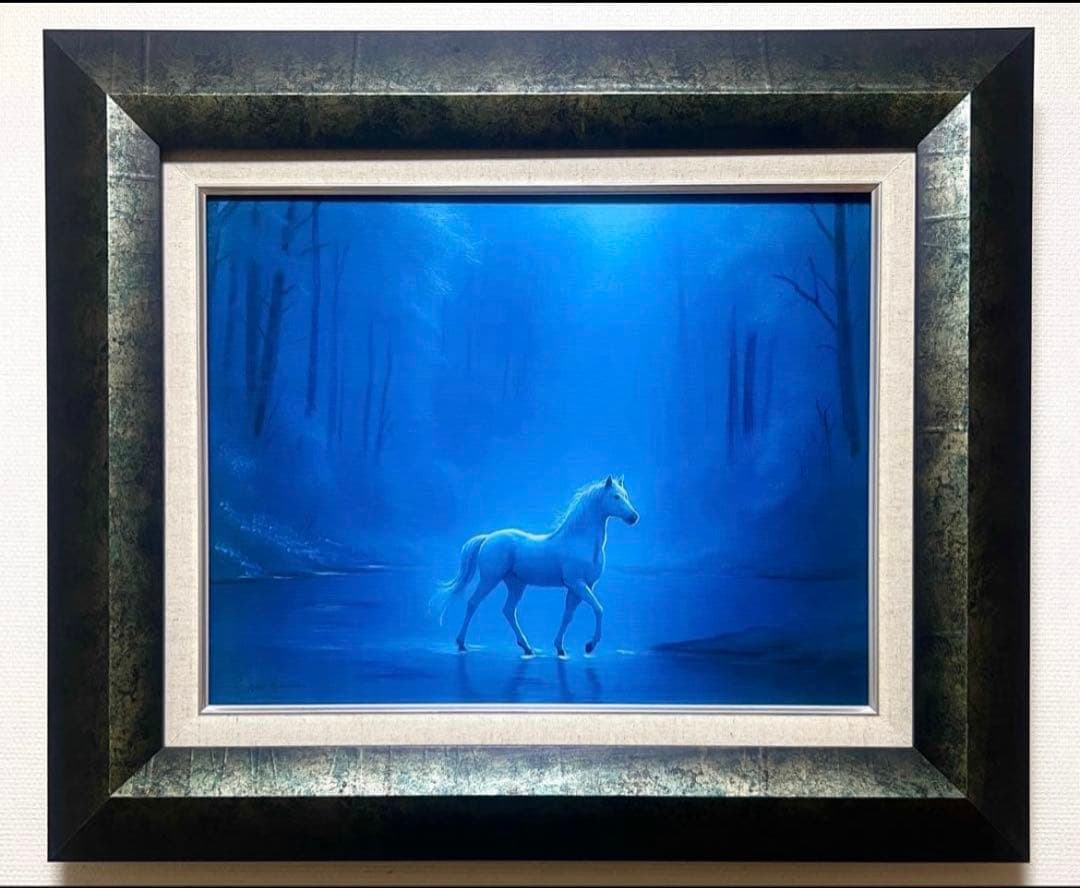 (F6号) 森本亮治【狼王】表サイン有/裏共シール有/真作/油彩