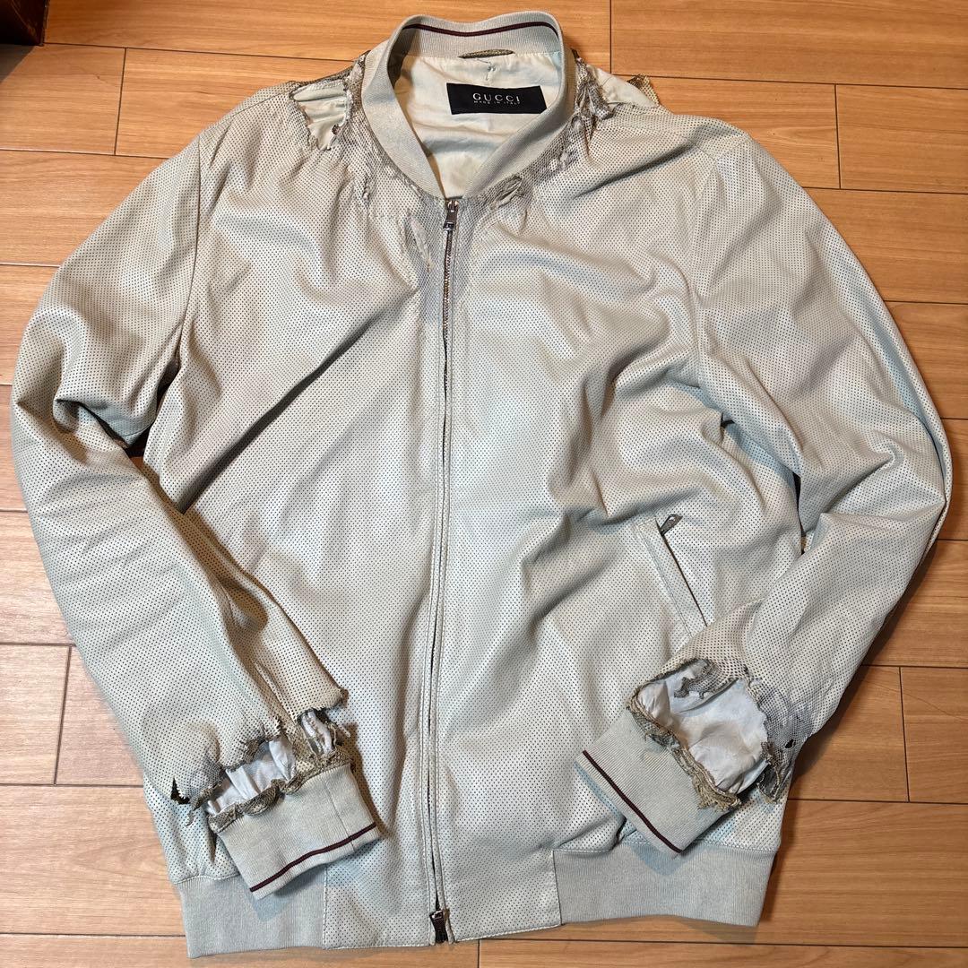 フェード加工古着GUCCI レザー ボロジャケット イタリア