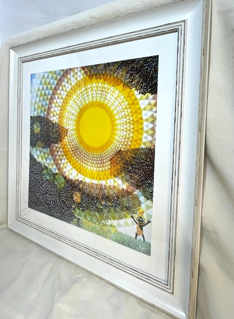 新品】藤城清治「太陽とコロポックル」ポスター 複製画　大サイズ額　48×48cm