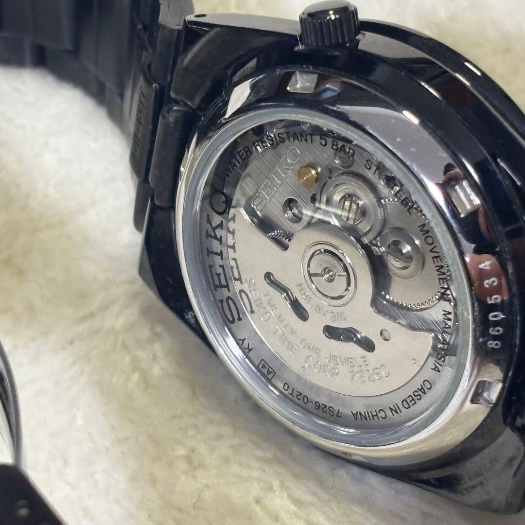【美品】SEIKO5 自動巻きSNKE03K1 ブラック 黒い稲妻 セイコー