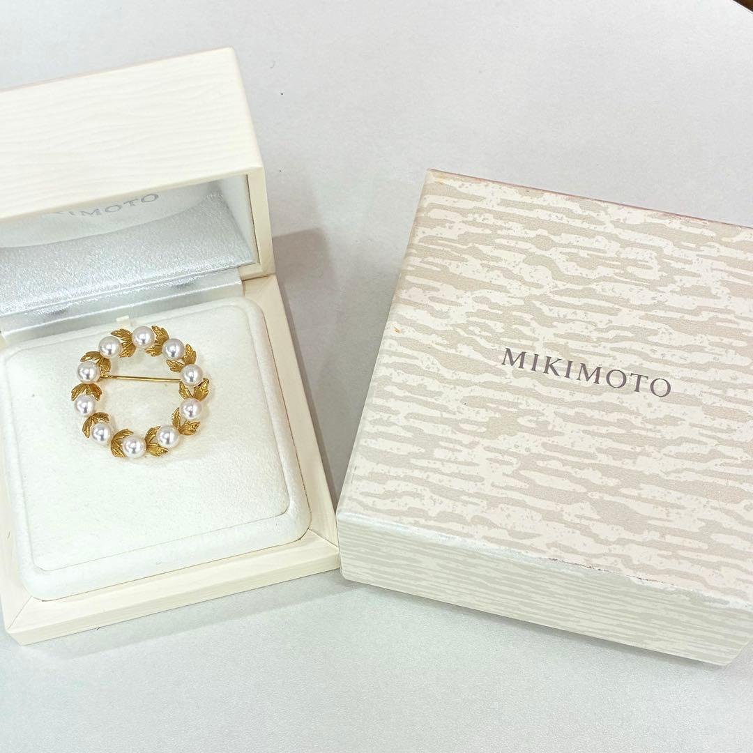 ∞MIKIMOTO　ミキモト　K18　ブローチ　月桂樹